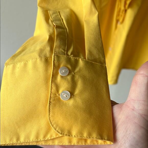 LOFT Women's Yellow Long Sleeve Ruffle Top - Picture 6 of 7